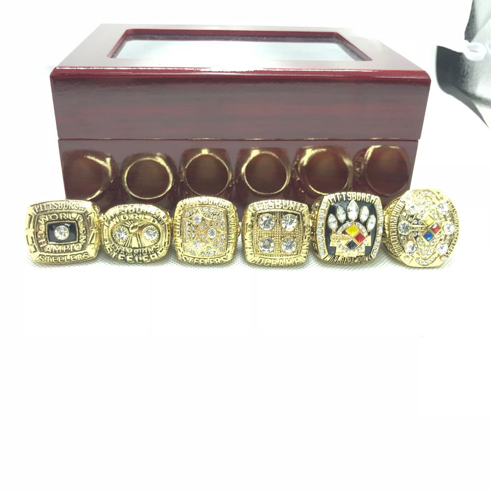 6 Pittsburgh Steelers Super Bowl Rings Set Gold – Championship Rings Store