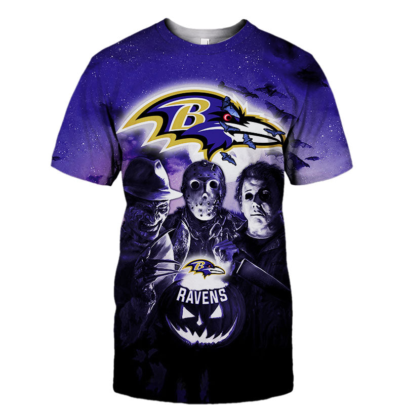 15% OFF Baltimore Ravens T shirt 3D Halloween Horror Night T shirt