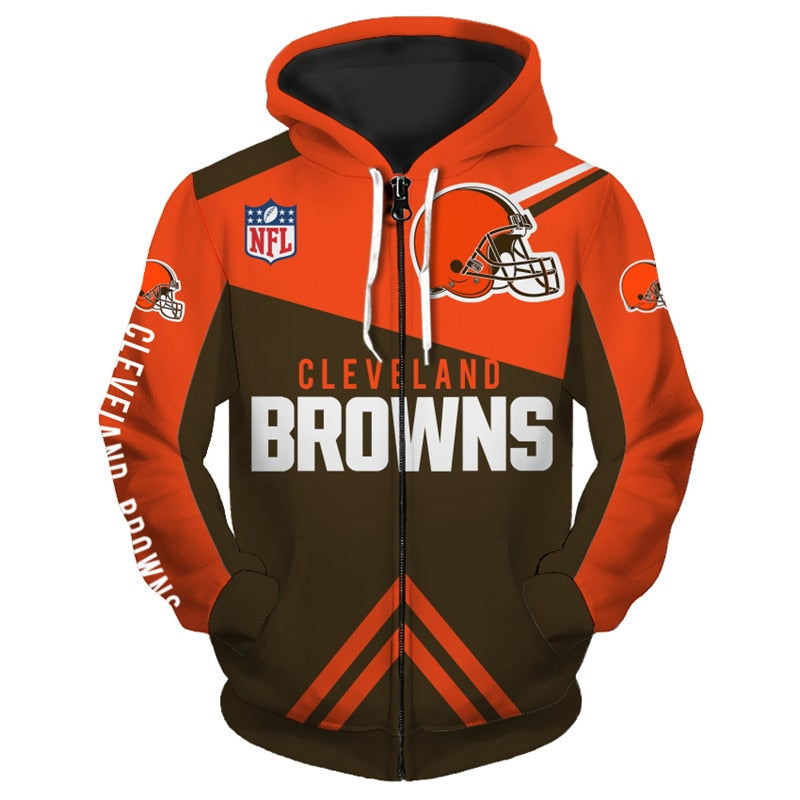 17% SALE OFF Cleveland Browns Zip Hoodies 3D Long Sleeve With Hooded – 4  Fan Shop
