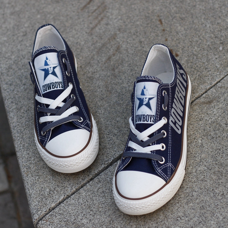 Youth Navy Dallas Cowboys Low Top Big Logo Canvas Shoes