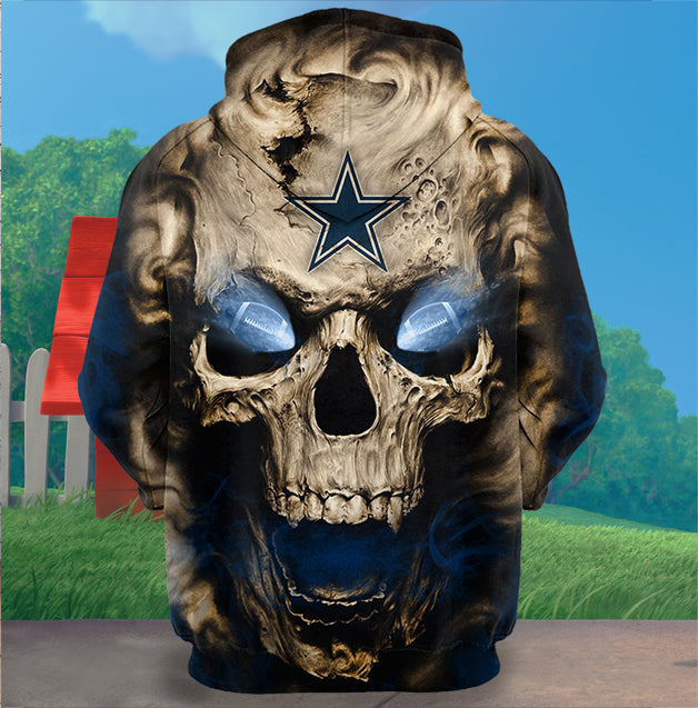 Dallas Cowboys zip up hoodie skull custom black background - Dallas Cowboys  Home