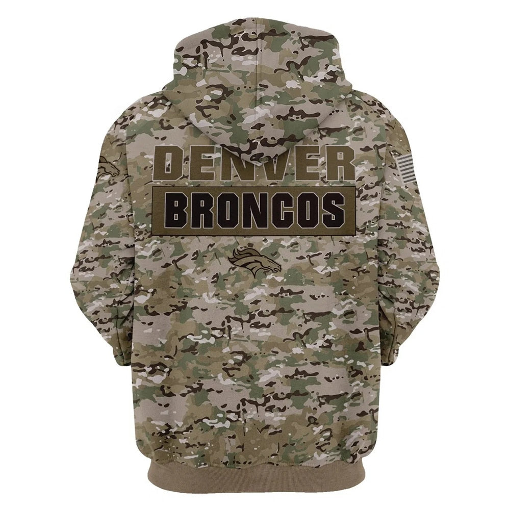 Denver Broncos Camo Pattern 3D Hoodie All Over Print Denver