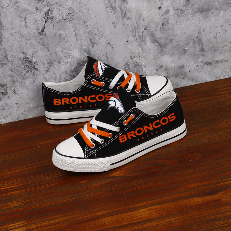 FOCO Cream Denver Broncos Low Top Canvas Shoes