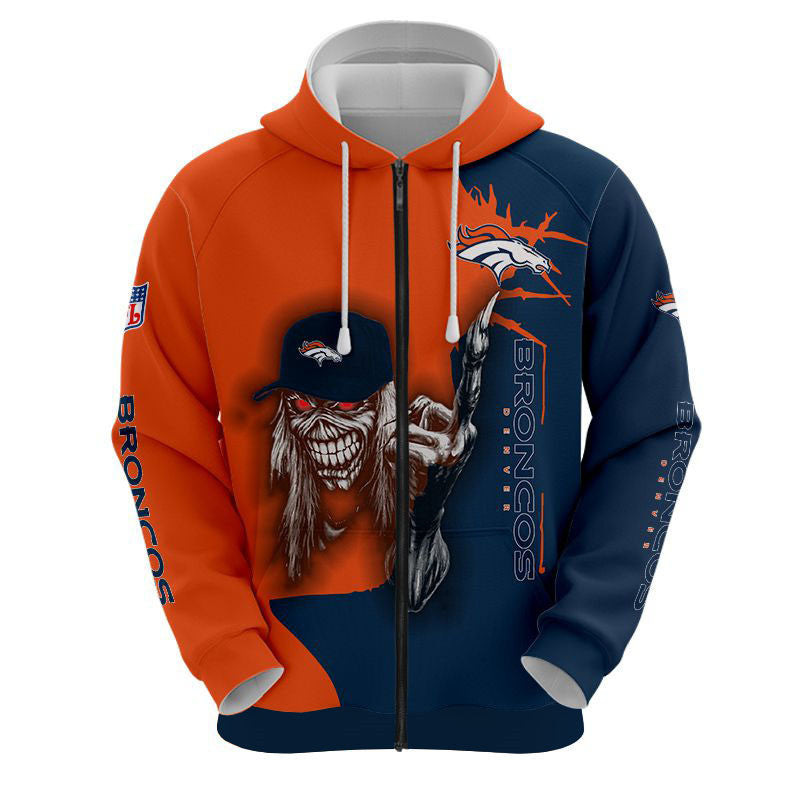 20% OFF Iron Maiden Denver Broncos Zip Up Hoodies Pullover Hoodies – 4 Fan  Shop