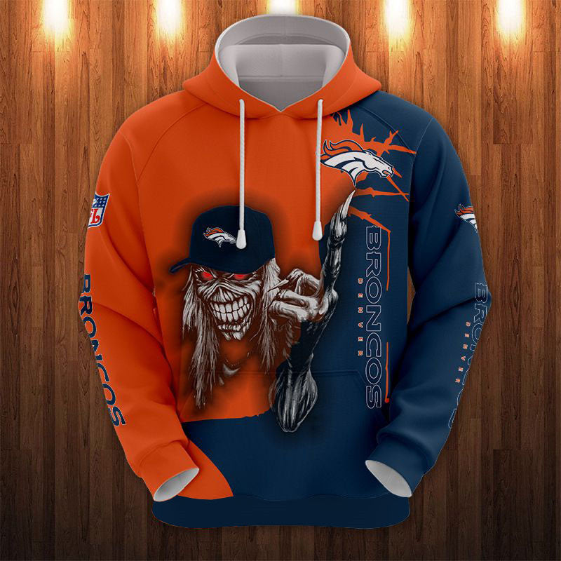 20% OFF Iron Maiden Denver Broncos Zip Up Hoodies Pullover Hoodies