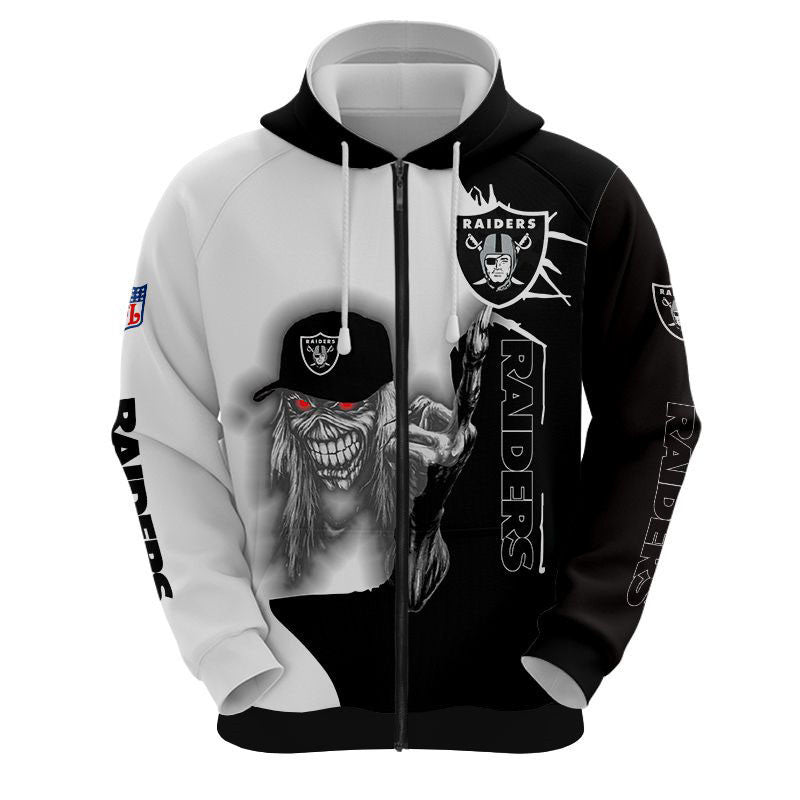 Las Vegas Raiders Hoodies Zip UP Pullover Sweatshirt Halloween Hooded  Jackets