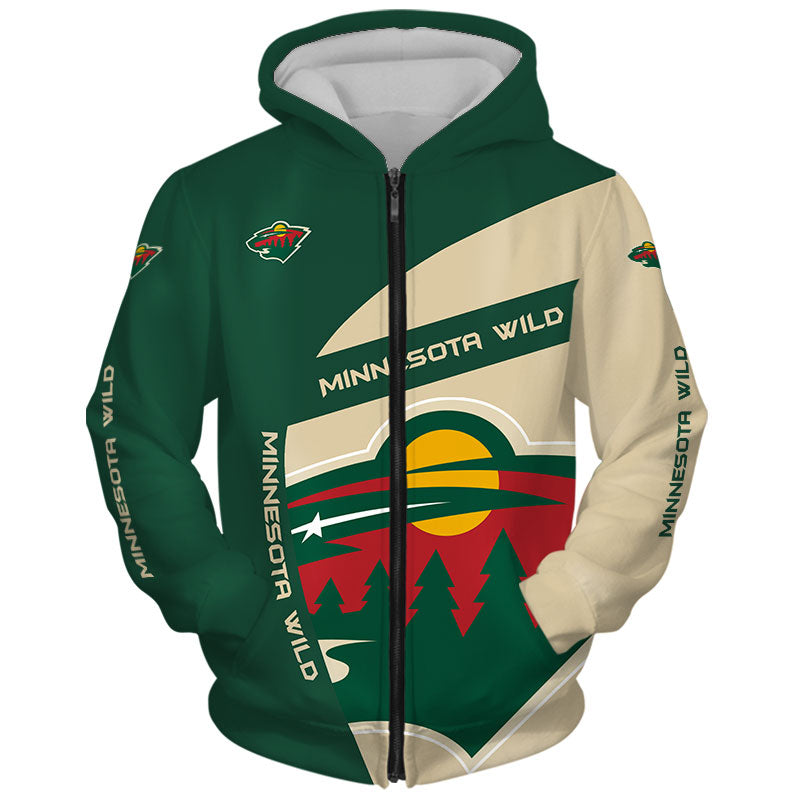 Minnesota Wild NHL Cross 3D Hoodie Sweatshirt Jacket - Owl Fashion