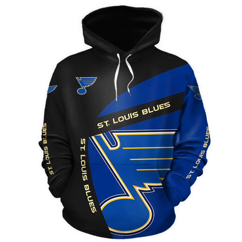 St. Louis Blues Men's Distressed Hoodie Large 42/44 Blue