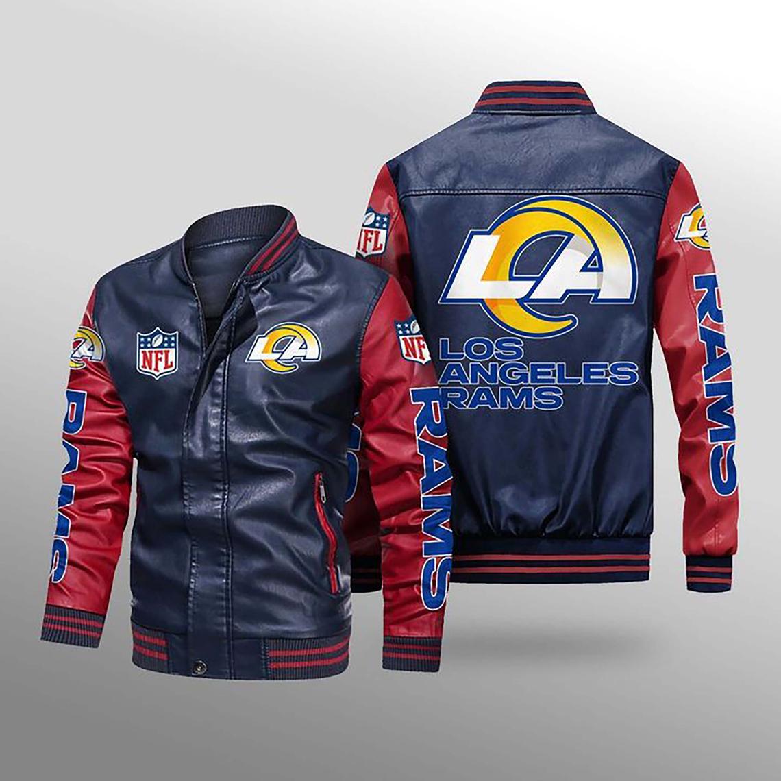 NFL Los Angeles Rams Style 5 Big Logo Black Brown Leather Jacket For Fans -  Freedomdesign