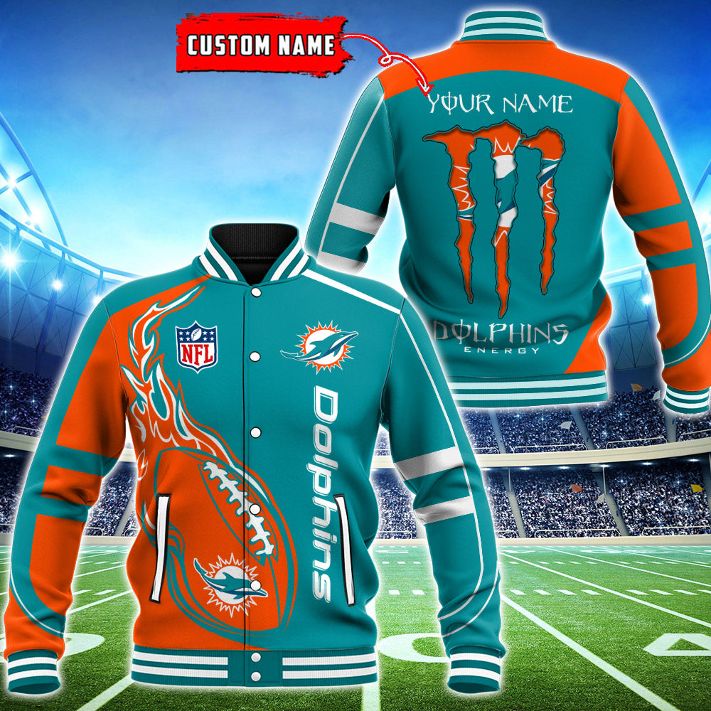 20% OFF Best Miami Dolphins Varsity Jackets Custom Name – 4 Fan Shop