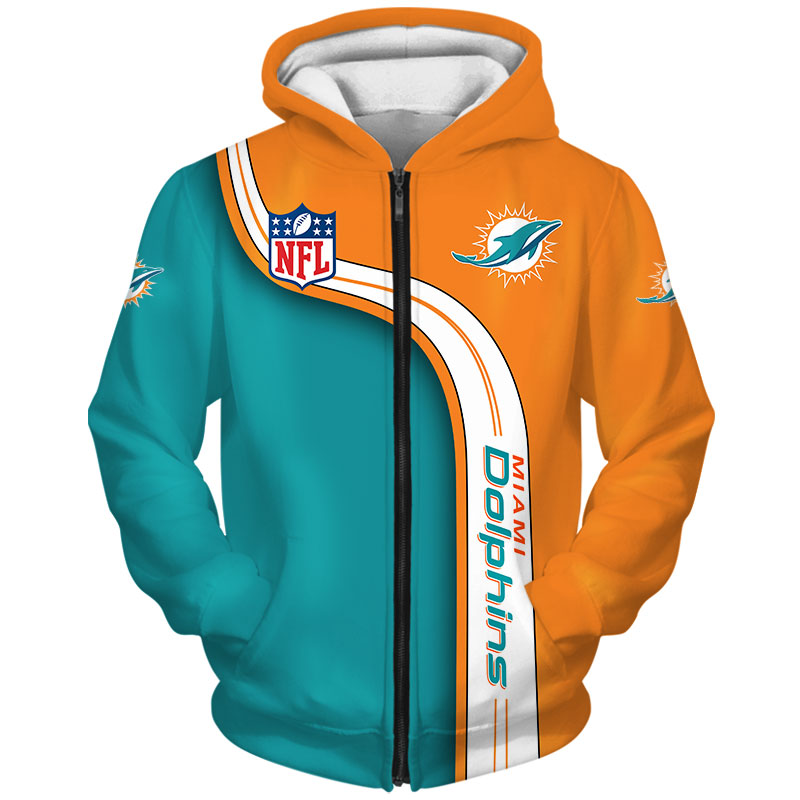 18 SALE OFF Miami Dolphins Zip Up Hoodie 3D Miami Dolphins Gear