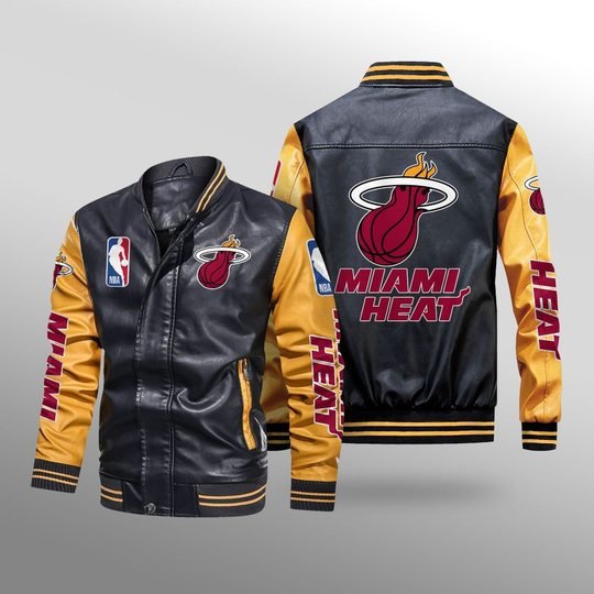 Miami Heat Leather Bomber Jacket Best Gift For Men And Women Fans