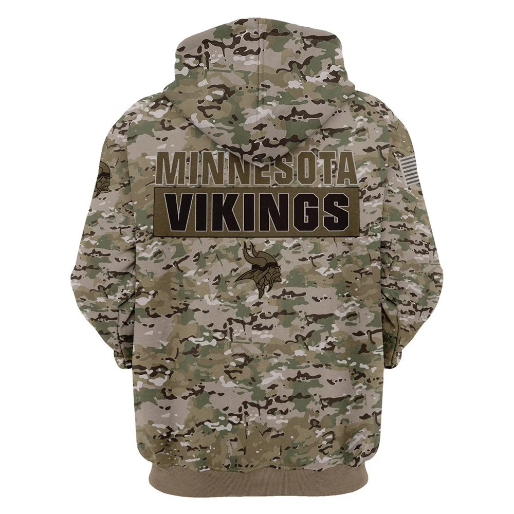 20% OFF Minnesota Vikings Camouflage Hoodie 3D Printed - Limited Quantities  – 4 Fan Shop