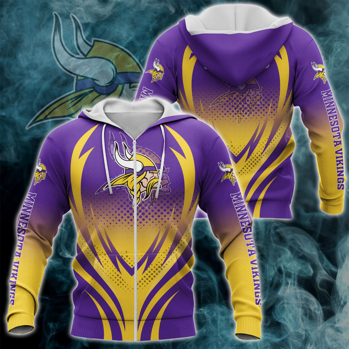 15% SALE OFF Minnesota Vikings Zipper Hoodie Cheap 3D Print – 4 Fan Shop