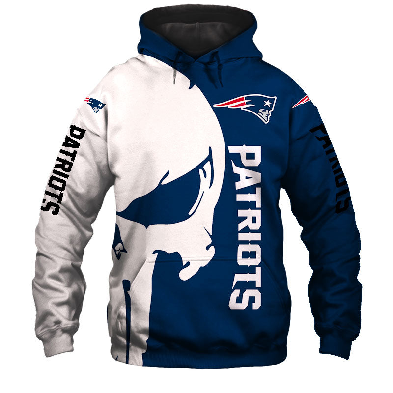 16% OFF New England Patriots Hoodies Mens Sweathsirt 3D Skull Pullover – 4  Fan Shop