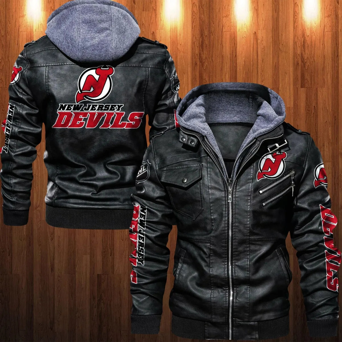 New Jersey Devils Two-Tone Wool and Leather Jacket - Black/White 2X-Large