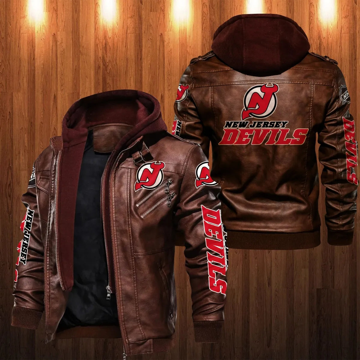 New Jersey Devils Two-Tone Wool and Leather Jacket - Red/White Medium