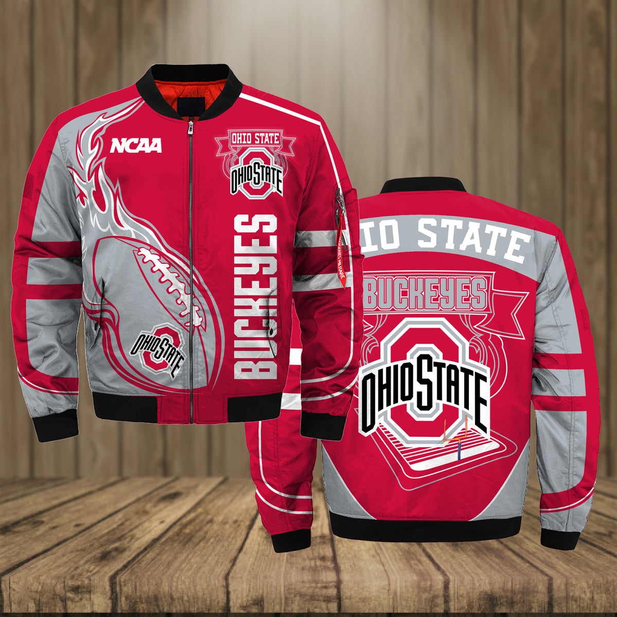 20 OFF Men's Ohio State Buckeyes Jacket 3D Printed Plus Size 4XL 5XL