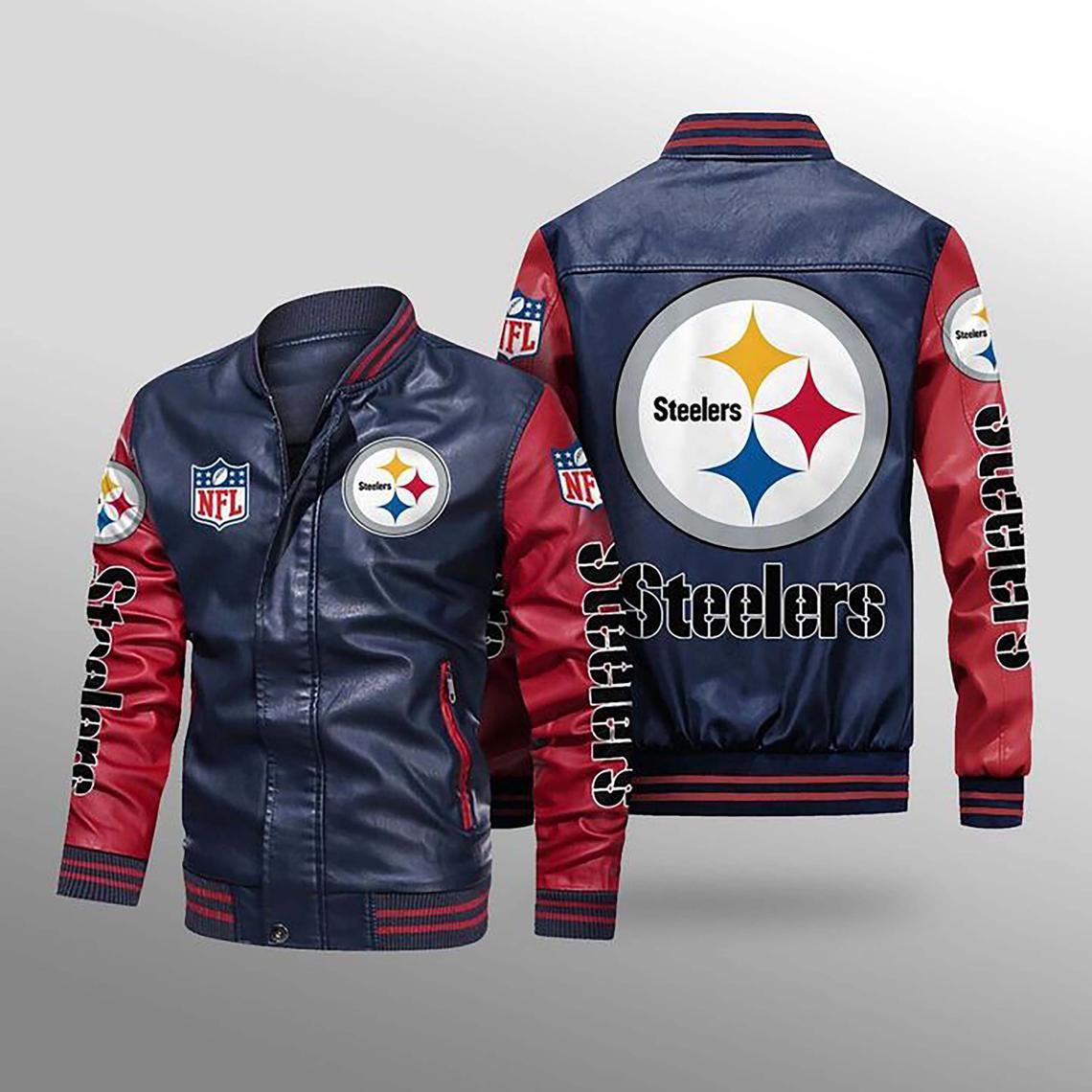 Pittsburgh Steelers Blitz Black Leather Jacket