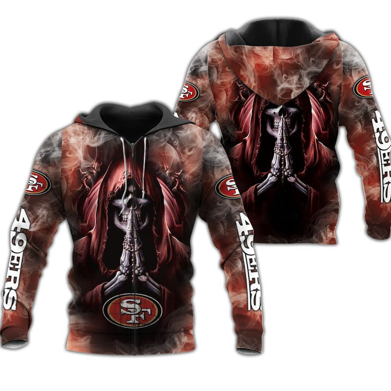 20% OFF San Francisco 49ers Skull Hoodies - Halloween Hoodie – 4 Fan Shop