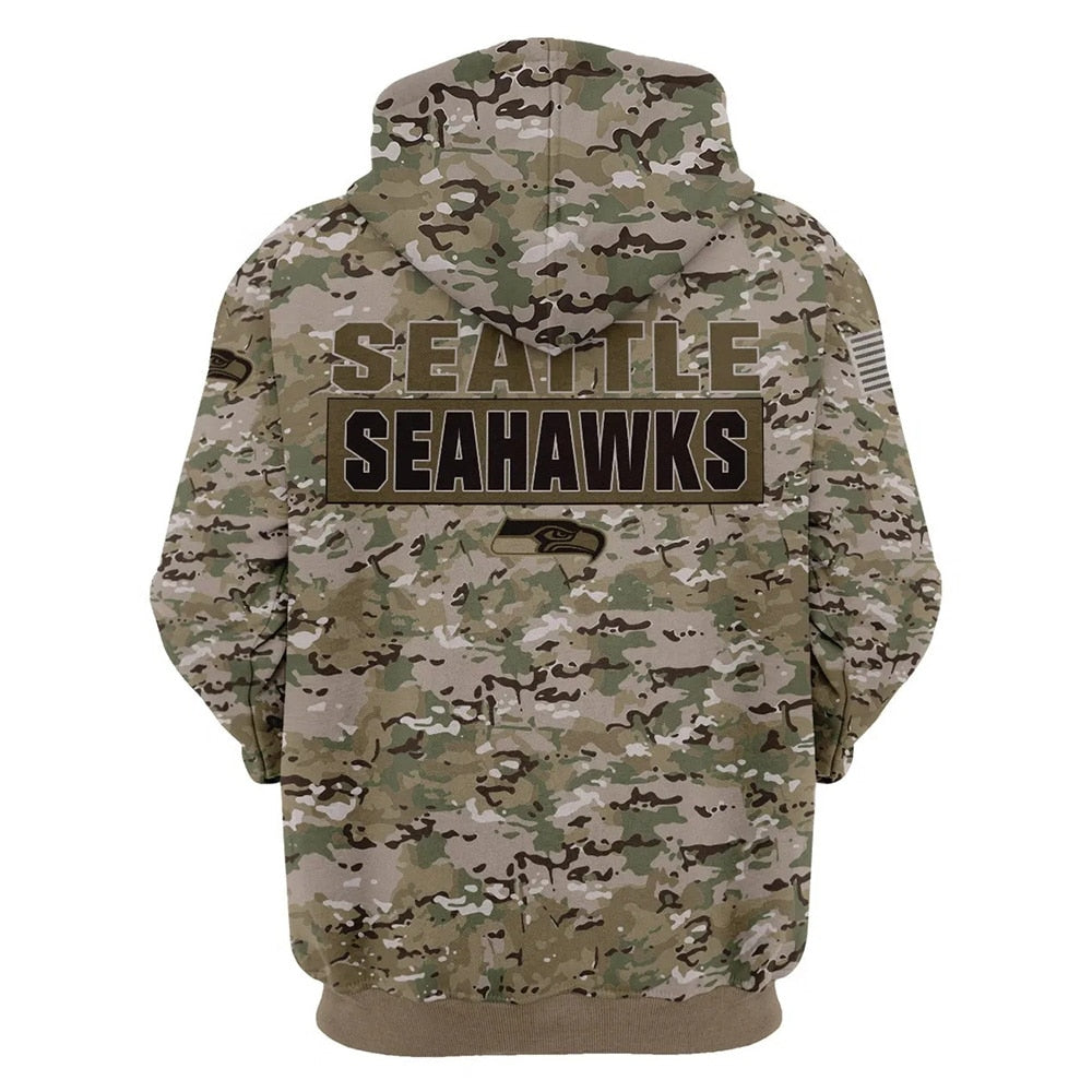 NFL Seattle Seahawks All Over Print 3D T Shirt USA Flag Camo