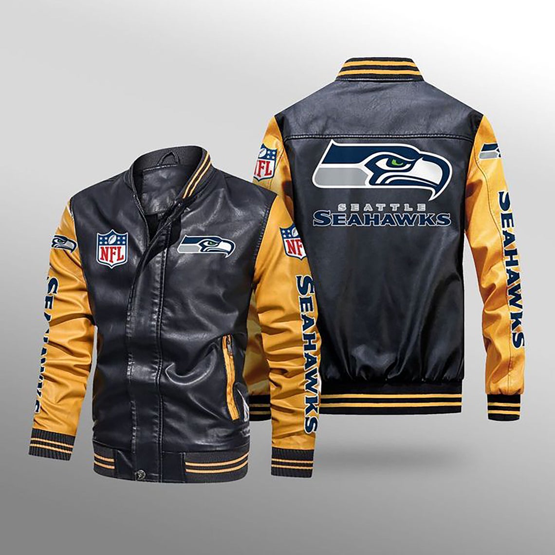 Seattle Seahawks Womens Outfits Casual Cropped Varsity Jacket