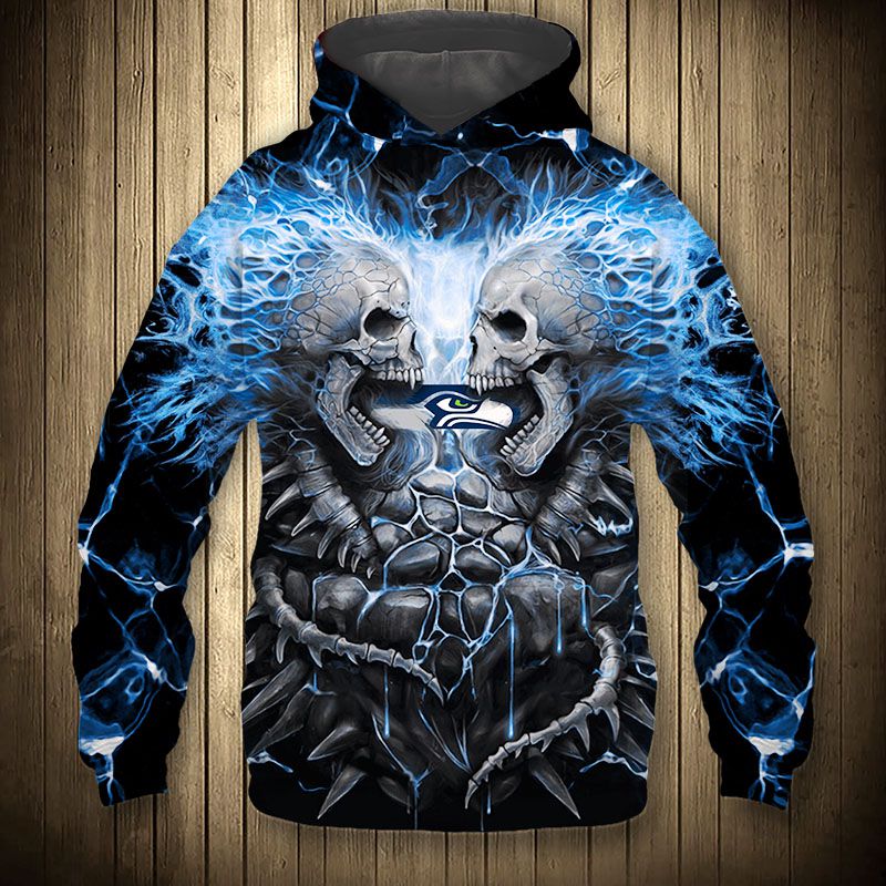 Hoodie Seattle Seahawks 3D Surprising Punisher Skull USA Flag