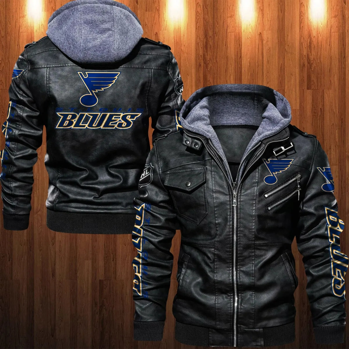 St Louis Blues Fleece Leather Jacket