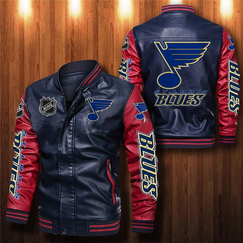 NEW Stlouis Blues NHL Hockey Men Leather Jacket • Kybershop