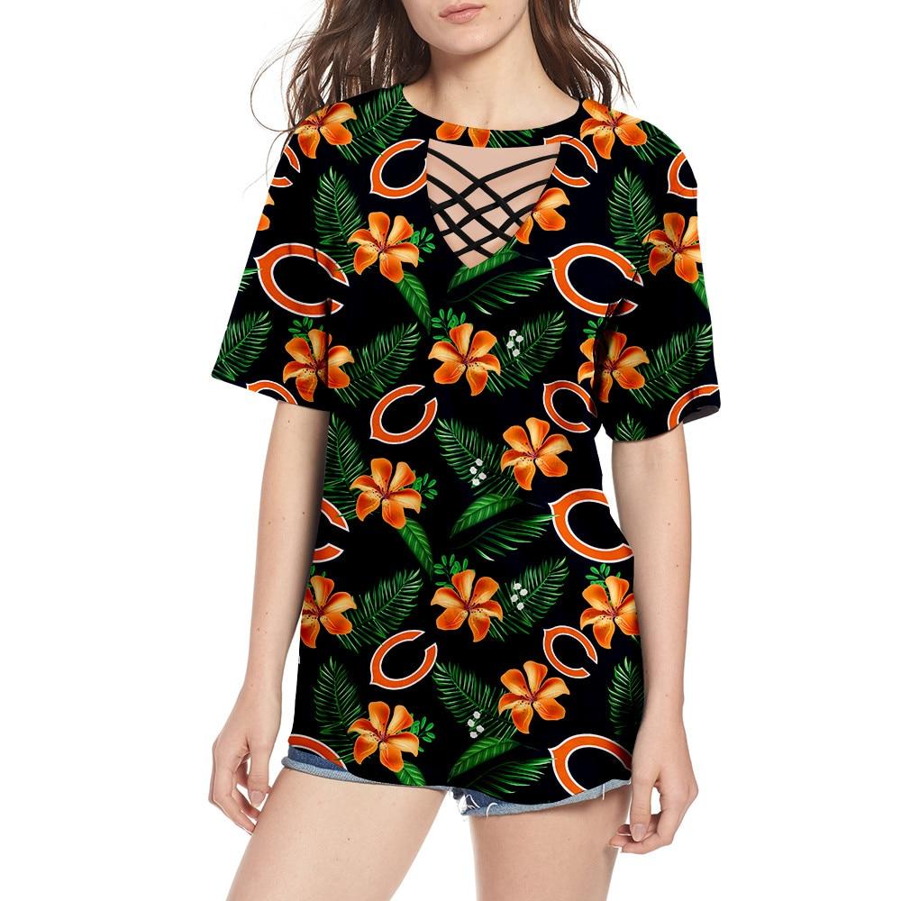 20% SALE OFF Chicago Bears Women's T Shirt Printed Floral V-Neck – 4 Fan  Shop