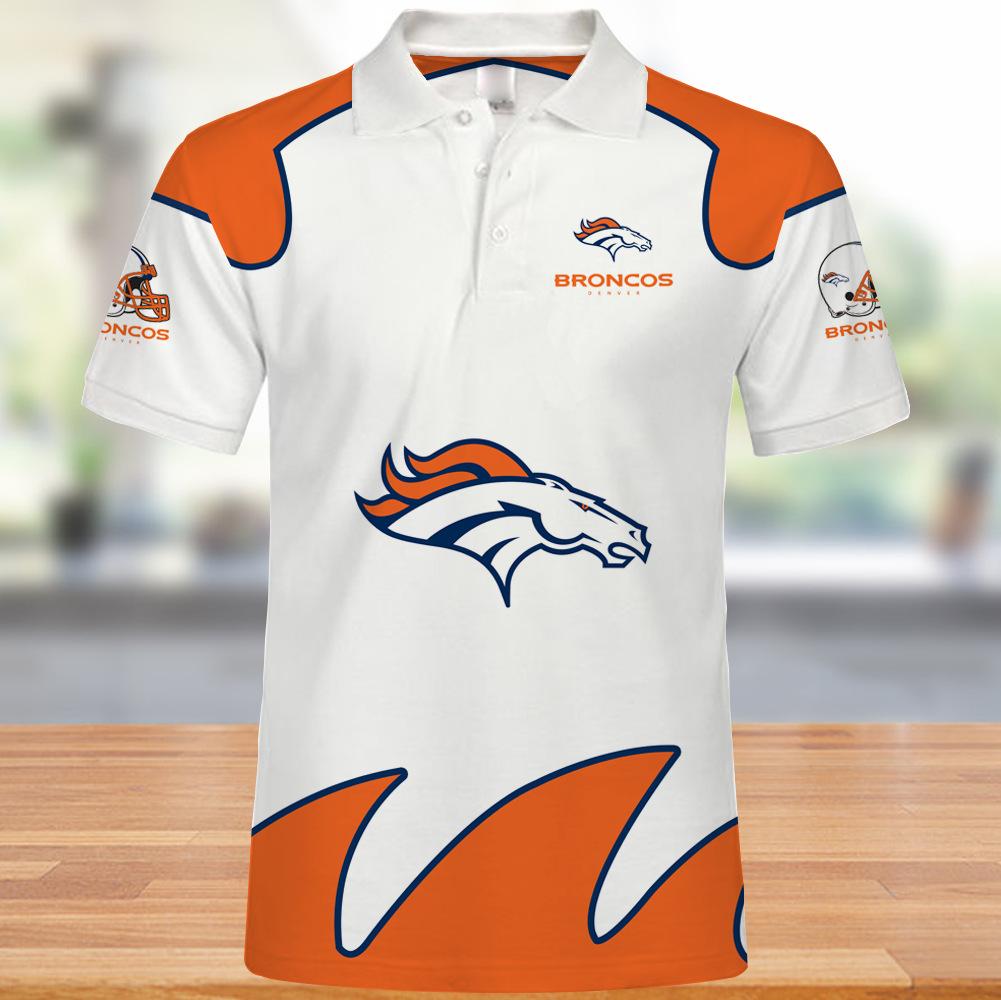 25% OFF Denver Broncos Mens Polo Shirts White