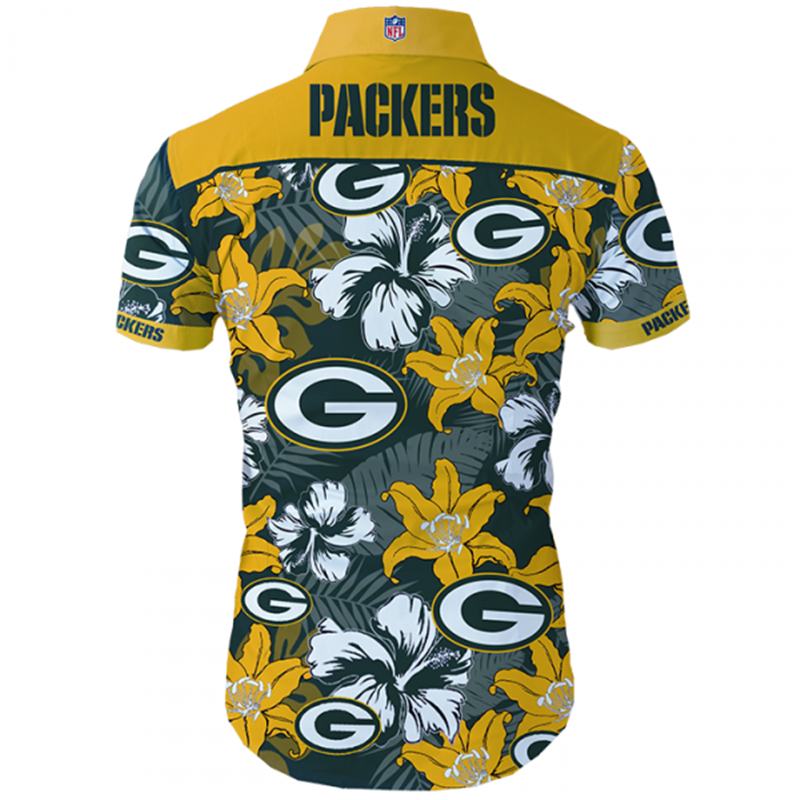 Green Bay Packers Floral Button Up Shirt