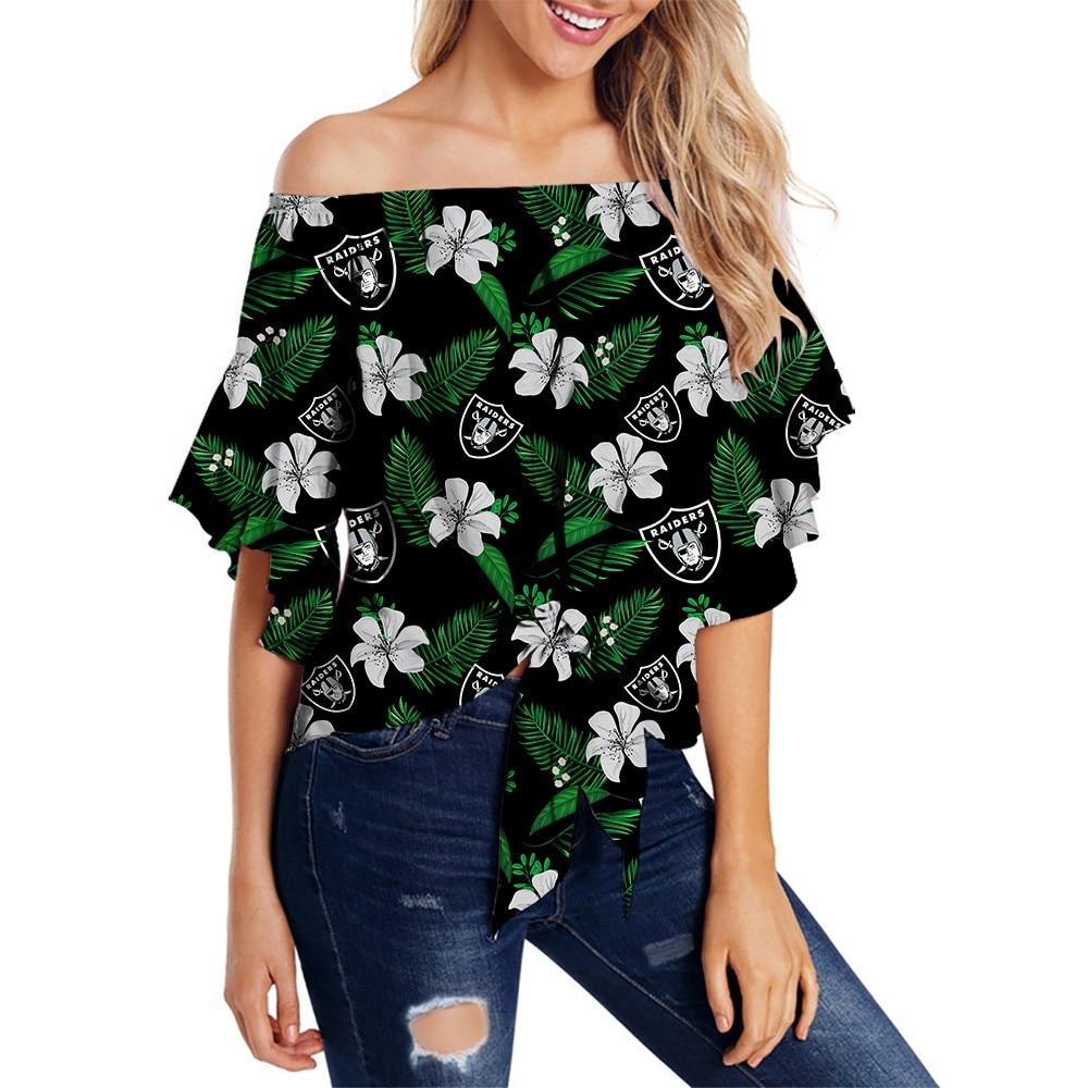 25% OFF Las Vegas Raiders Shirt Womens Floral Printed Strapless Short  Sleeve – 4 Fan Shop