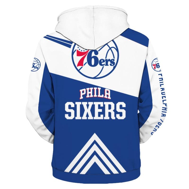 Lowest Price Men Philadelphia 76ers Hoodie 3D Zip Up Sweatshirt
