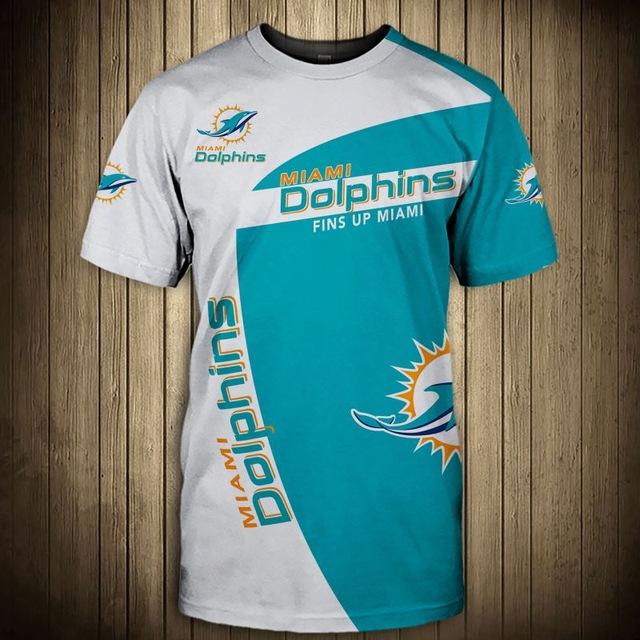24% SALE OFF Miami Dolphins T Shirt Mens 3D Short Sleeve Fins Up