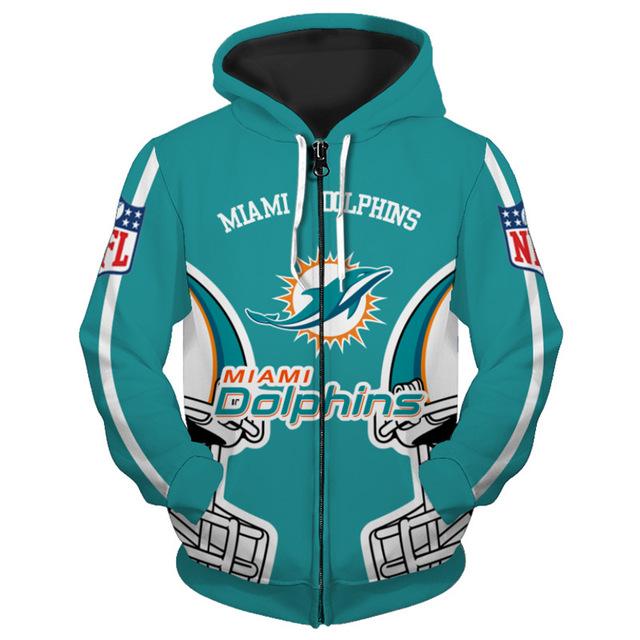 Youth Miami Dolphins Hoodie 3D Comfortable USA Flag Blue Miami