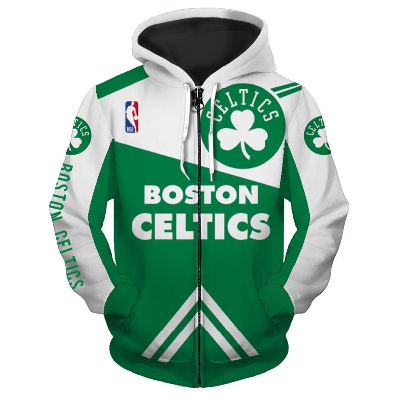 Lowest Price NBA Hoodies 3D Boston Celtics Hoodie Zip Up
