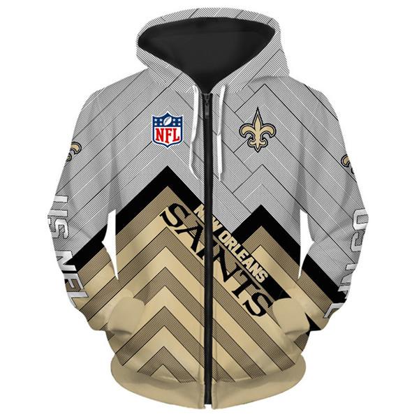 NFL New Orleans Saints Camouflage 3D Sleeveless Zip Hoodie - USALast