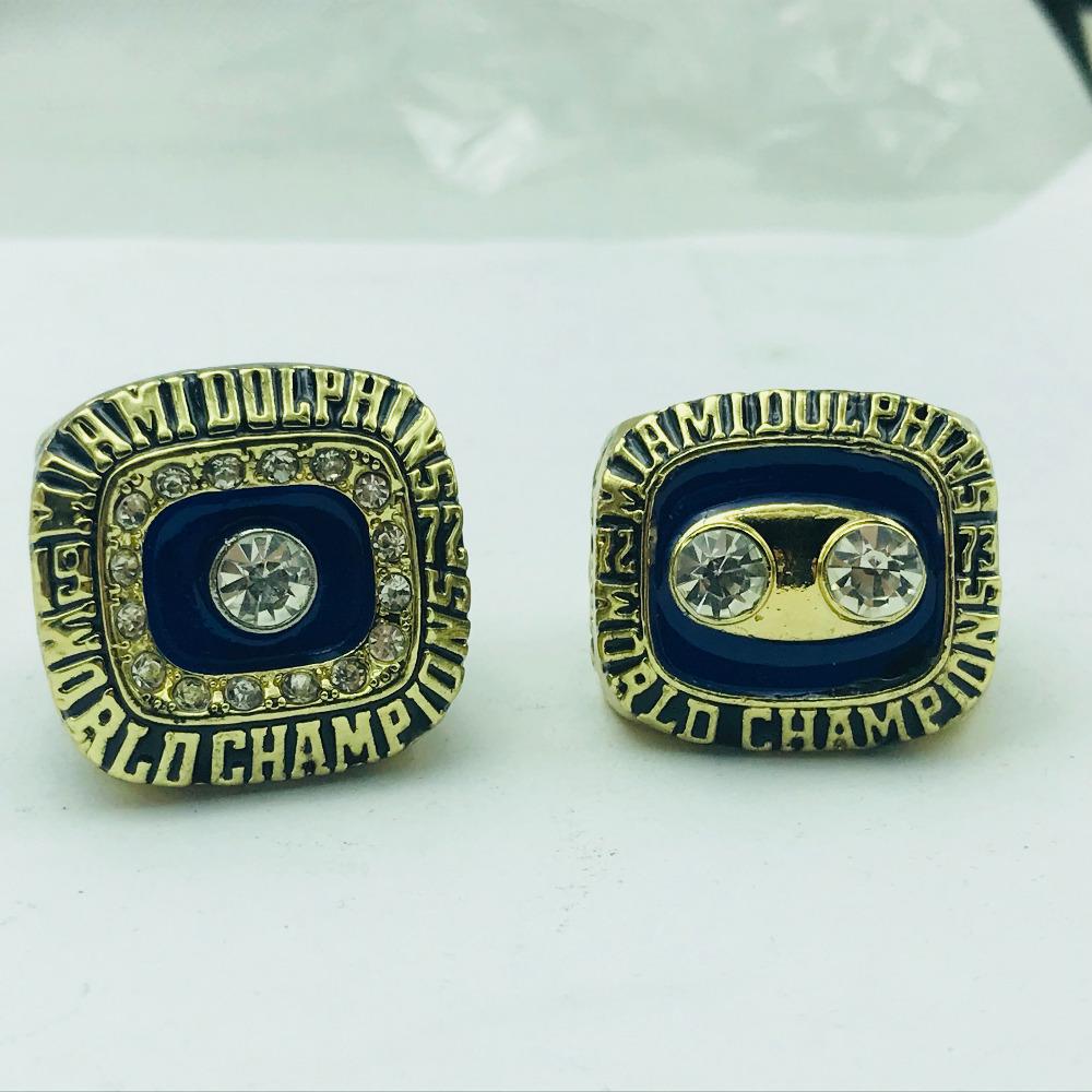 15% OFF 2pcs/set 1972 1973 Miami Dolphins Super Bowl Ring For Sale