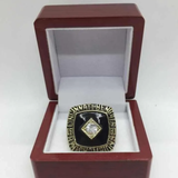 Close-up of the 1981 Cincinnati Bengals AFC Championship Ring Replica highlighting the golden finish, intricate team engravings, and sparkling Cubic Zirconia centerpiece