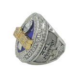 Side view of the Fantasy Football 2025 Championship Ring Replica showing detailed engravings, golden finish, and premium craftsmanship for fantasy football fans.