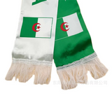 Green and white scarf with Algerian flag design on a white background