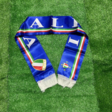 Blue Italia scarf with Italian flag design on a green grass background