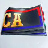 Folded fabric use make South Africa Scarf with 'SOUTH AFRICA ' logo on a white background