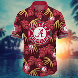 Alabama Crimson Tide Hawaiian Shirt Leafs Printed For Men