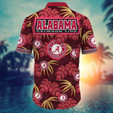 Alabama Crimson Tide Hawaiian Shirt Leafs Printed For Men
