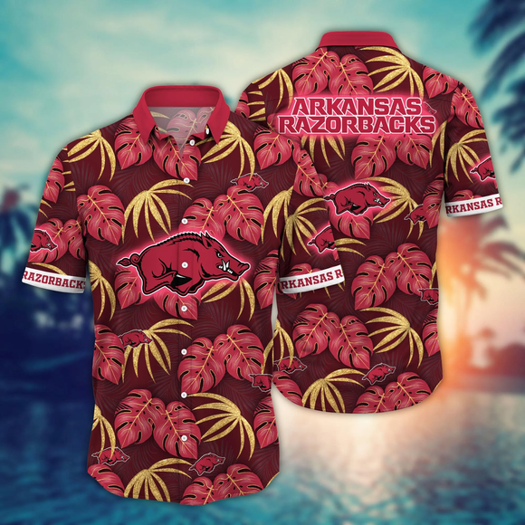 Arkansas Razorbacks Hawaiian Shirt Leafs Printed For Men