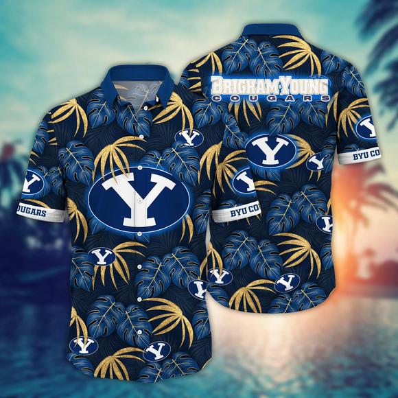 BYU Cougars Hawaiian Shirt Leafs Printed For Men