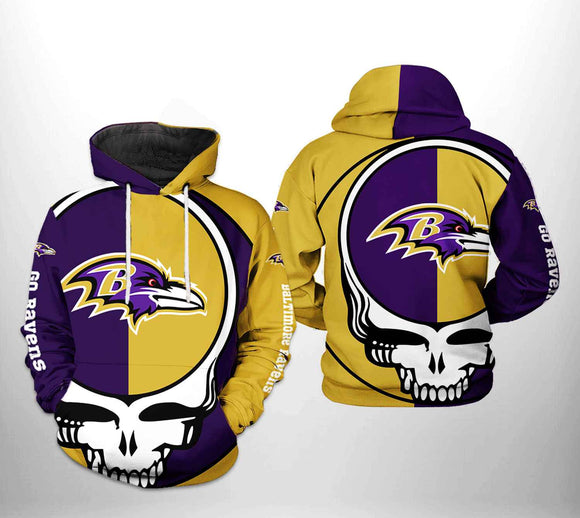 [SALE] 18% OFF Baltimore Ravens Skull Hoodie 3D For Men Women