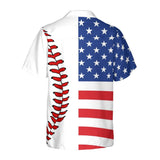 Baseball Hawaiian Shirt American Flag Print For Men Women
